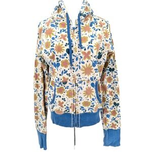 VTG Y2K 2004 Lucky Brand Floral Zip Hoodie Cotton Sweatshirt Large Indie Boho